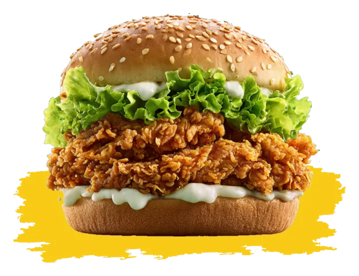 Spicy Zinger burger from 961 with breaded chicken, cheddar and cocktail sauce